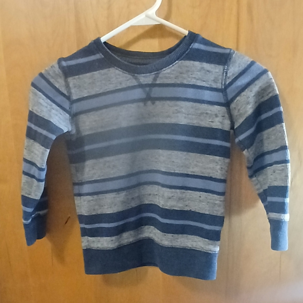 Kids 4T Sonoma Navy & Gray Striped Long-Sleeve Cotton Tee